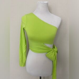 SHEIN One Shoulder Tie Waist Long Sleeve Top Size XS